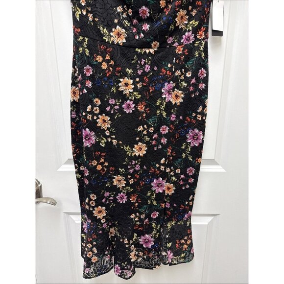GUESS Womens Size 12 Off-The-Shoulder Lace Midi Cocktail Dress Black Floral New - Picture 5 of 14